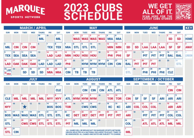 Chicago Cubs Spring Training Schedule 2024 Printable Rafa Ariella