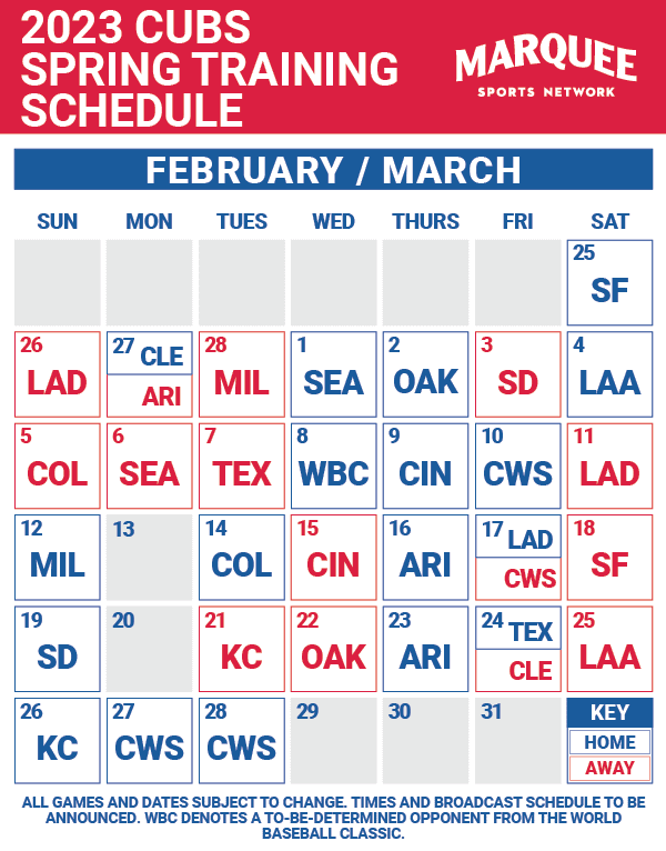 Cubs 2023 Spring Training Schedule Chicago Cubs News